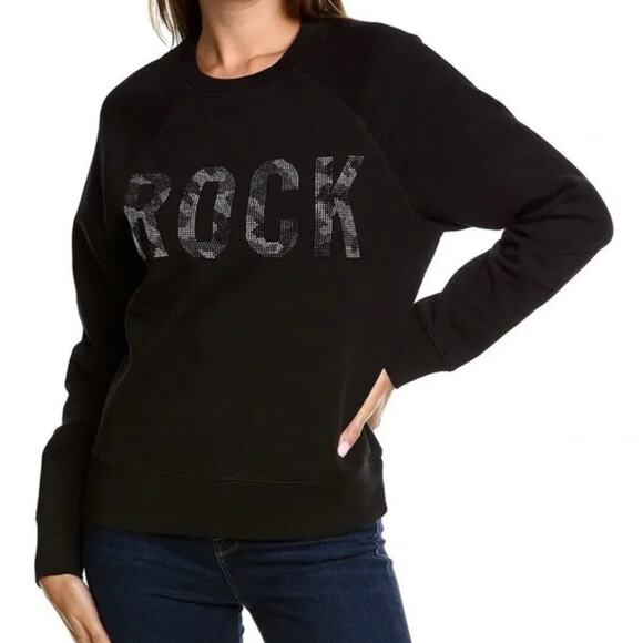 ZADIG & VOLTAIRE Upper Camo Rock Strass Sweatshirt Black {O7} - Picture 1 of 5
